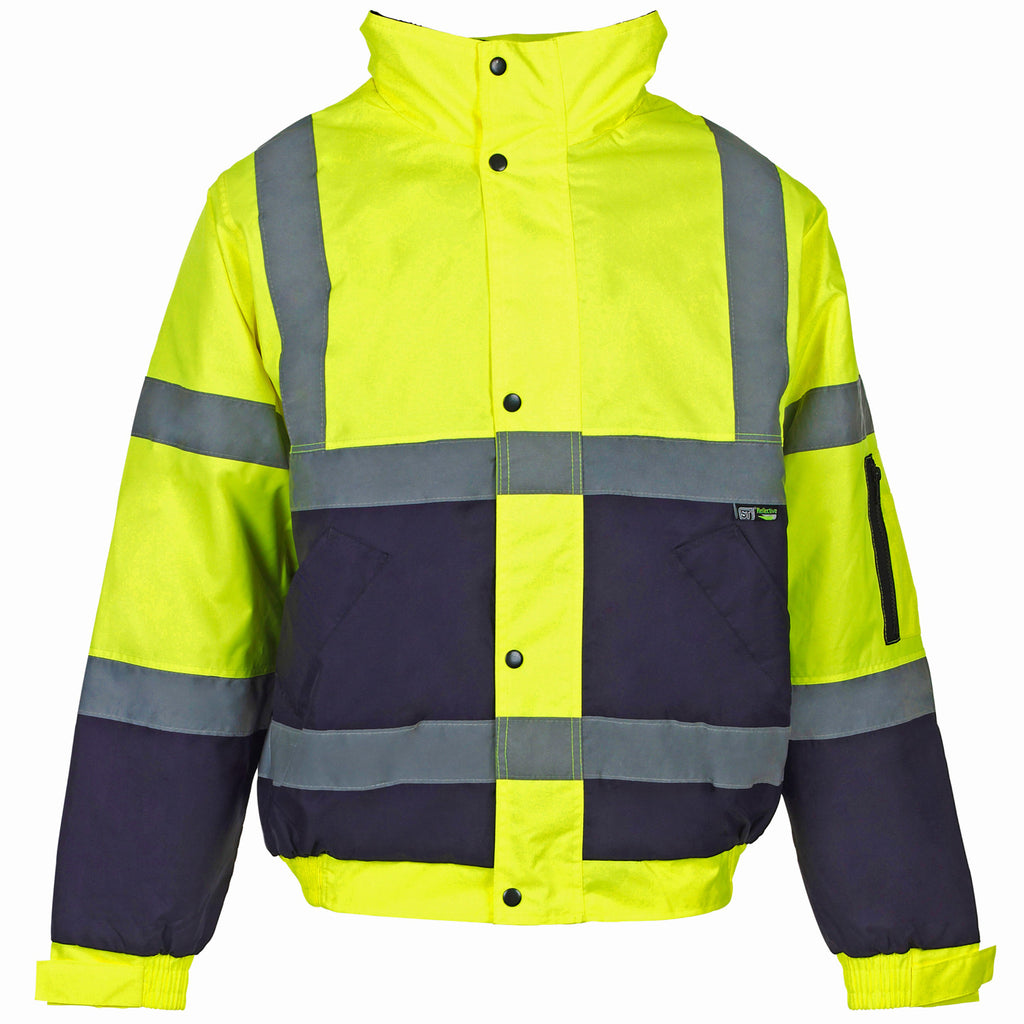 Supertouch Hi Vis 2 Tone Bomber Jacket - Yellow/Navy - Worklayers