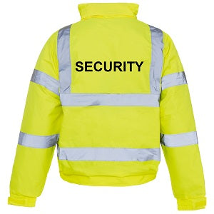 Hi Vis Bomber Jacket With Security Logo - Yellow