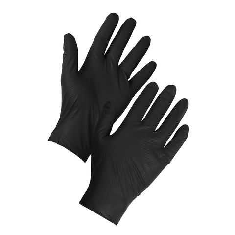 Tough Nitrile Gloves Diamond Grip Black - Worklayers