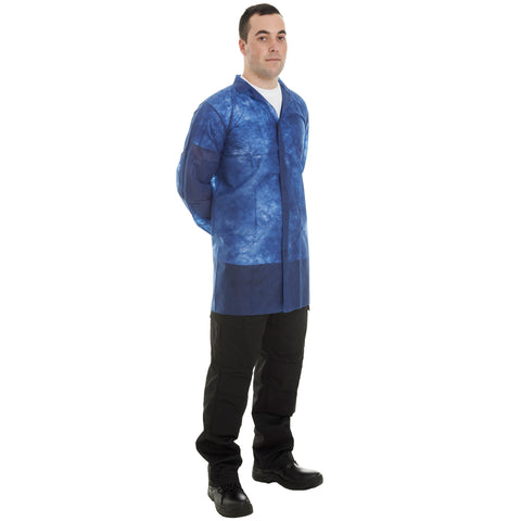 Blue Disposable Visitor Coats with velcro - 50pcs - Worklayers