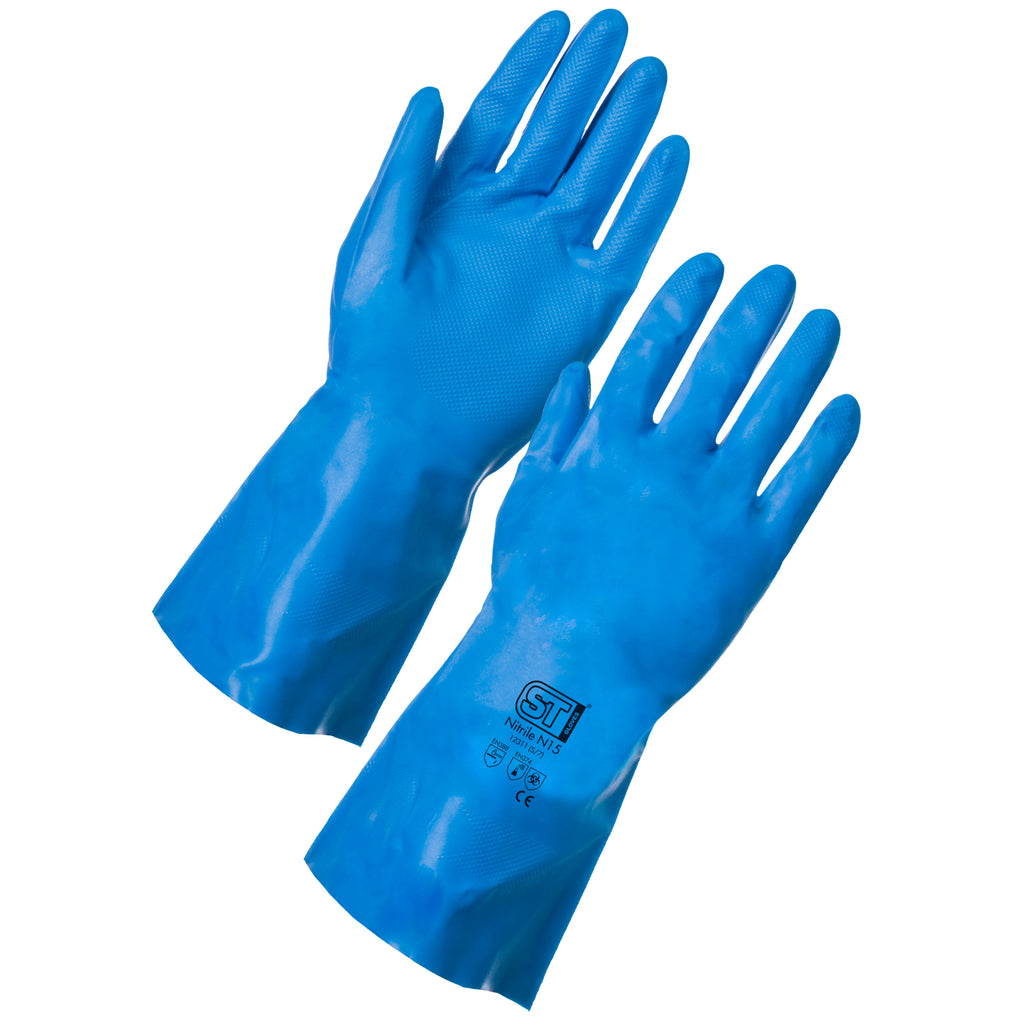 Chemical Resistant Gloves Blue N15 - Worklayers.co.uk