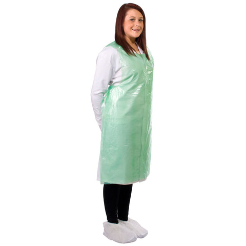 Green disposable aprons from Worklayers 