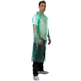 Green disposable apron with long sleeves from Worklayers 