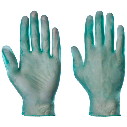 Green Powdered Vinyl Gloves