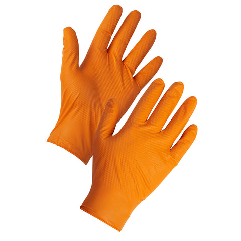 Orange Tough Nitrile Gloves Diamond Grip - Worklayers