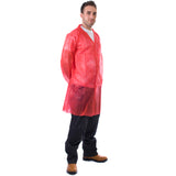 Red Disposable Visitor Coats with Poppers - 50pcs - Worklayers
