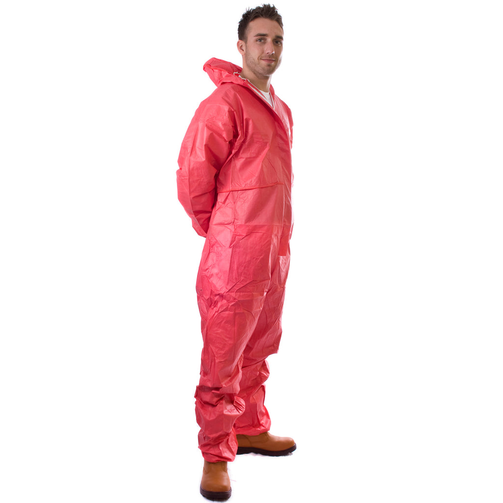 Red disposable Cat 3 Type 5/6 Coverall Plus - Worklayers