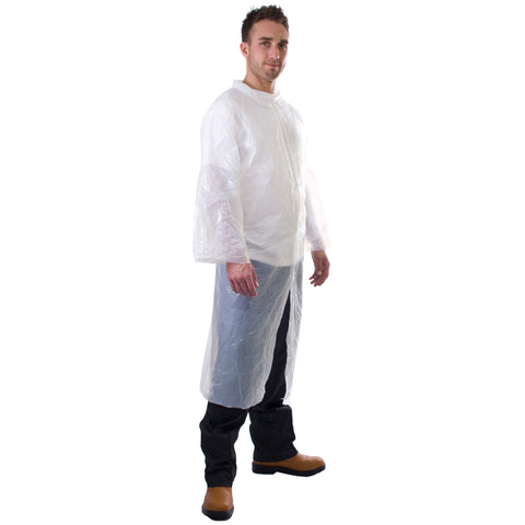 White Disposable Coats - PE Visitor Coats - Worklayers