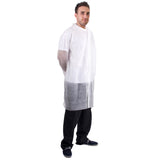 White Disposable Visitor Coats with velcro - 50pcs Worklayers