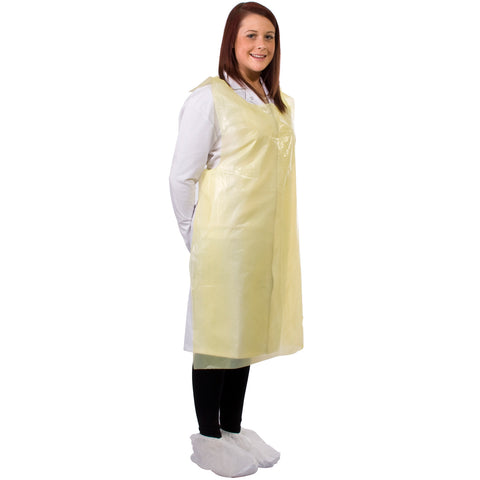 Yellow disposable aprons from Worklayers 