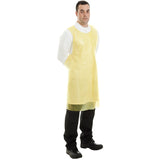 Yellow disposable waterproof aprons from Worklayers 
