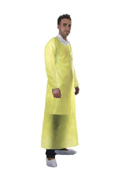 Yellow disposable apron with long sleeves from Worklayers 