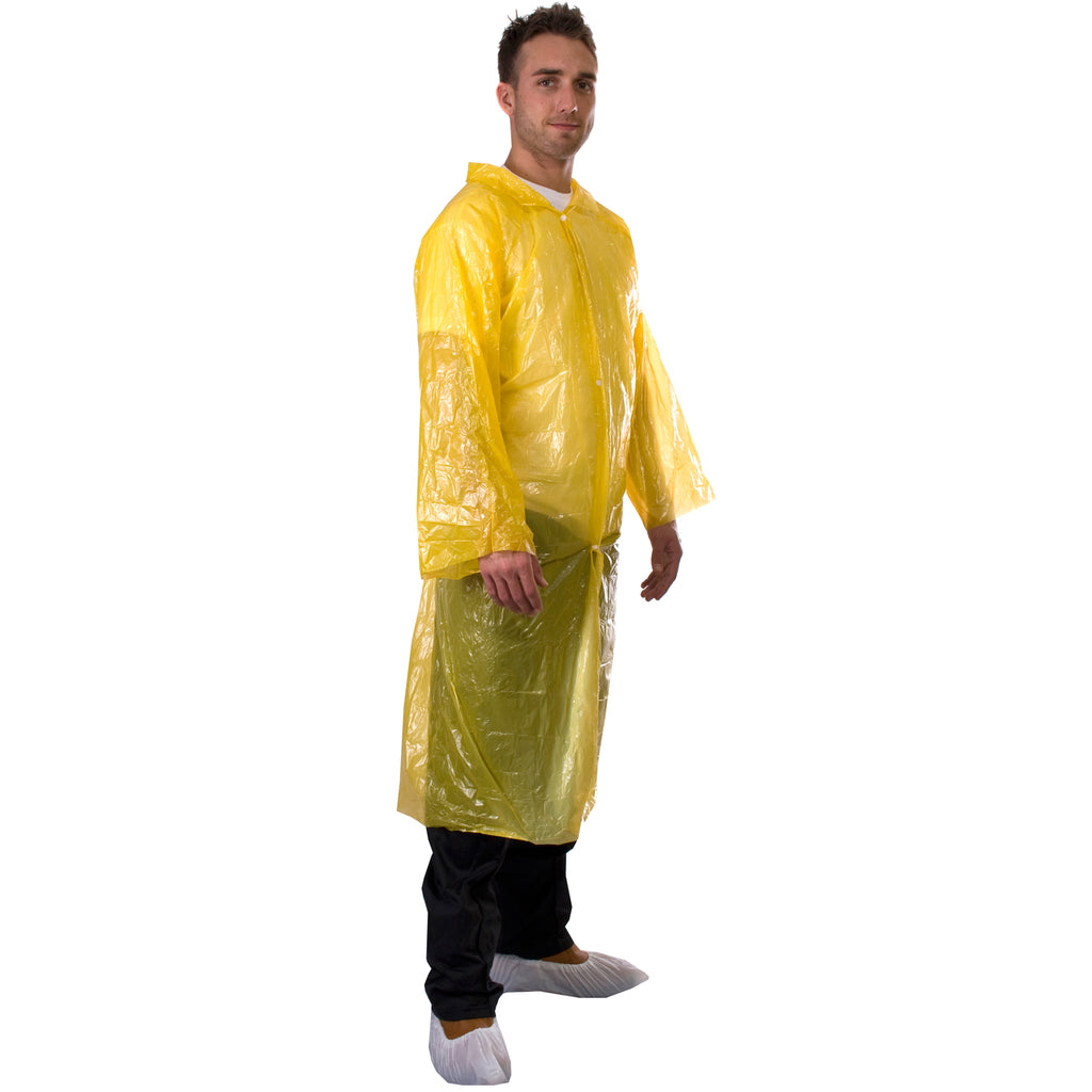 Yellow Disposable Coats - PE Visitor Coats Worklayers